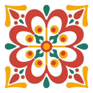 Motif ibérique rouge, jaune et vert